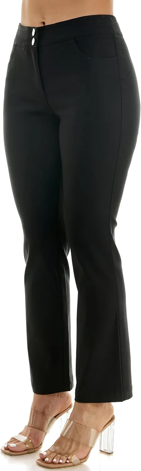 Nanette Nanette Lepore Women's Double Button Boot Cut Freedom Stretch Full Length Pant with Functional Pockets