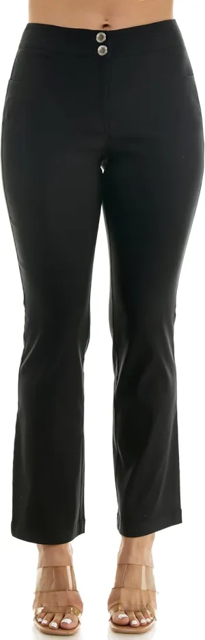 Nanette Nanette Lepore Women's Double Button Boot Cut Freedom Stretch Full Length Pant with Functional Pockets