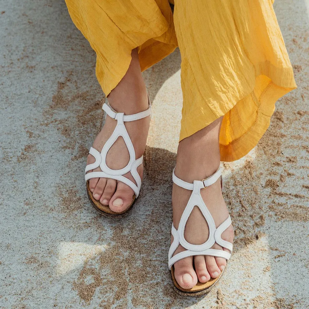 Naot Dorith White Leather Sandal (Women's)