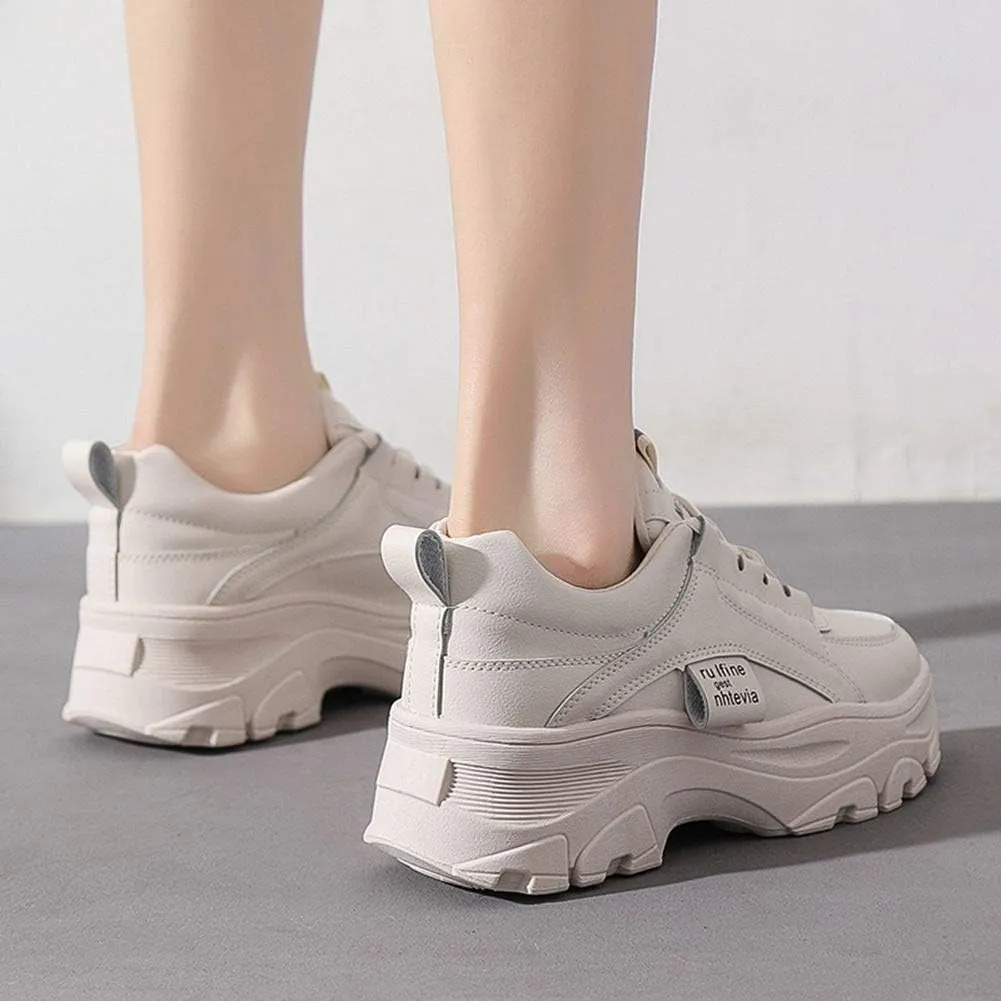 NCNDB Women's Platform Sport Sneaker Trainers Lace Up Fashion Increased Bottom Shoes