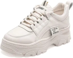 NCNDB Women's Platform Sport Sneaker Trainers Lace Up Fashion Increased Bottom Shoes