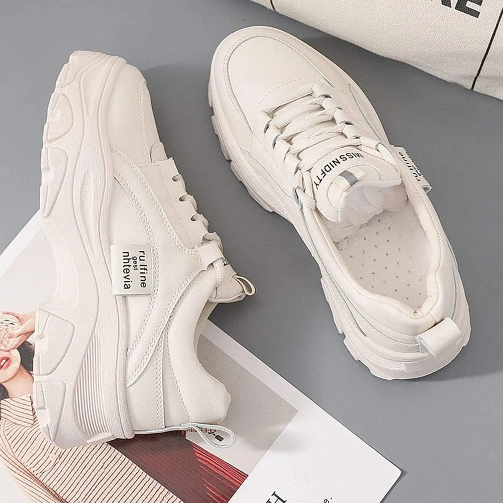 NCNDB Women's Platform Sport Sneaker Trainers Lace Up Fashion Increased Bottom Shoes