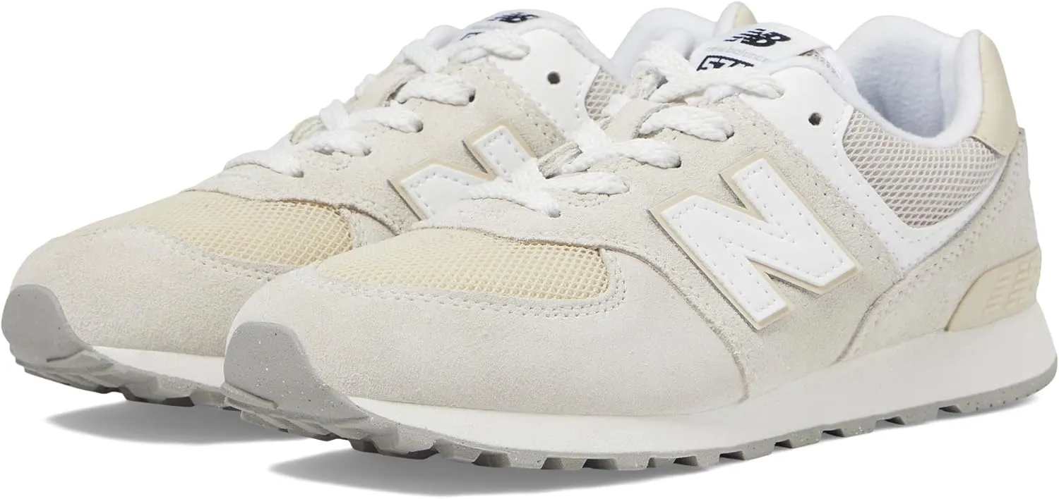 New Balance Boy's Kids 574 V1 70s Racing Lace-up Sneaker, Moonbeam/Bone, 12 Little