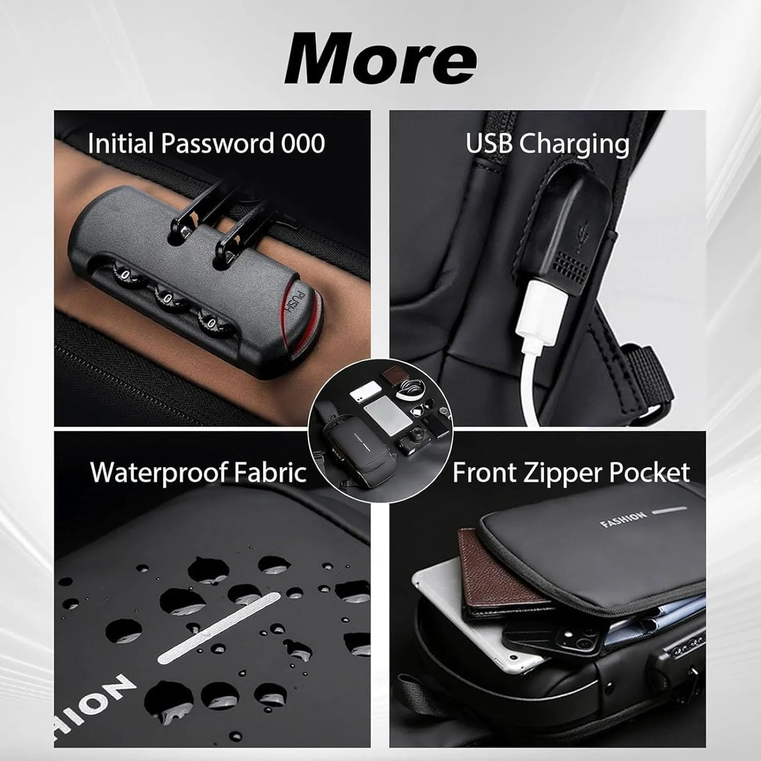 New Carbon Fiber Streamline Anti-theft Sling Bag-USB Charging & Lock, Waterproof Cross Body Anti Theft Sport Shoulder Purse (Grey)