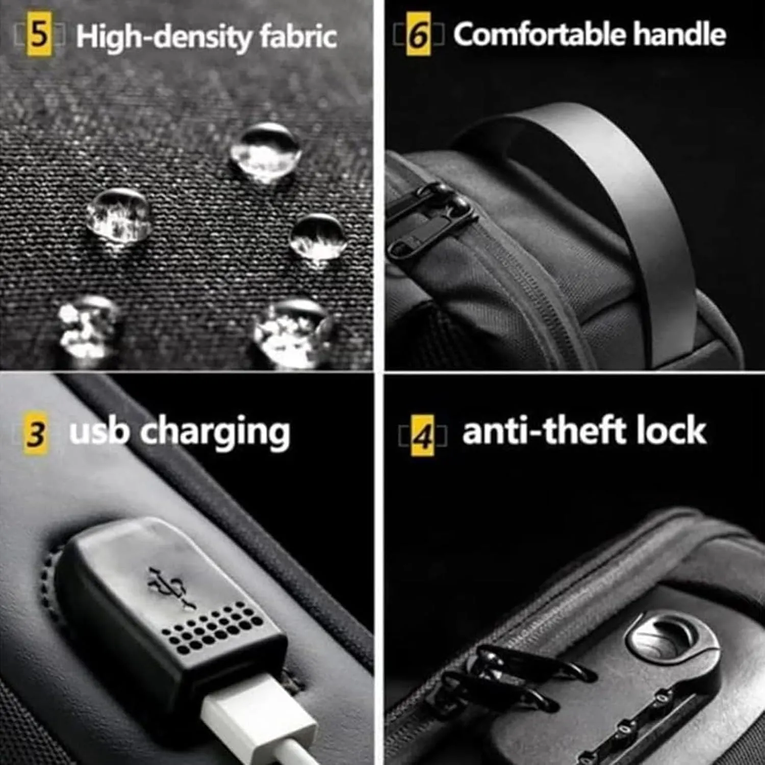 New Carbon Fiber Streamline Anti-theft Sling Bag-USB Charging & Lock, Waterproof Cross Body Anti Theft Sport Shoulder Purse (Grey)