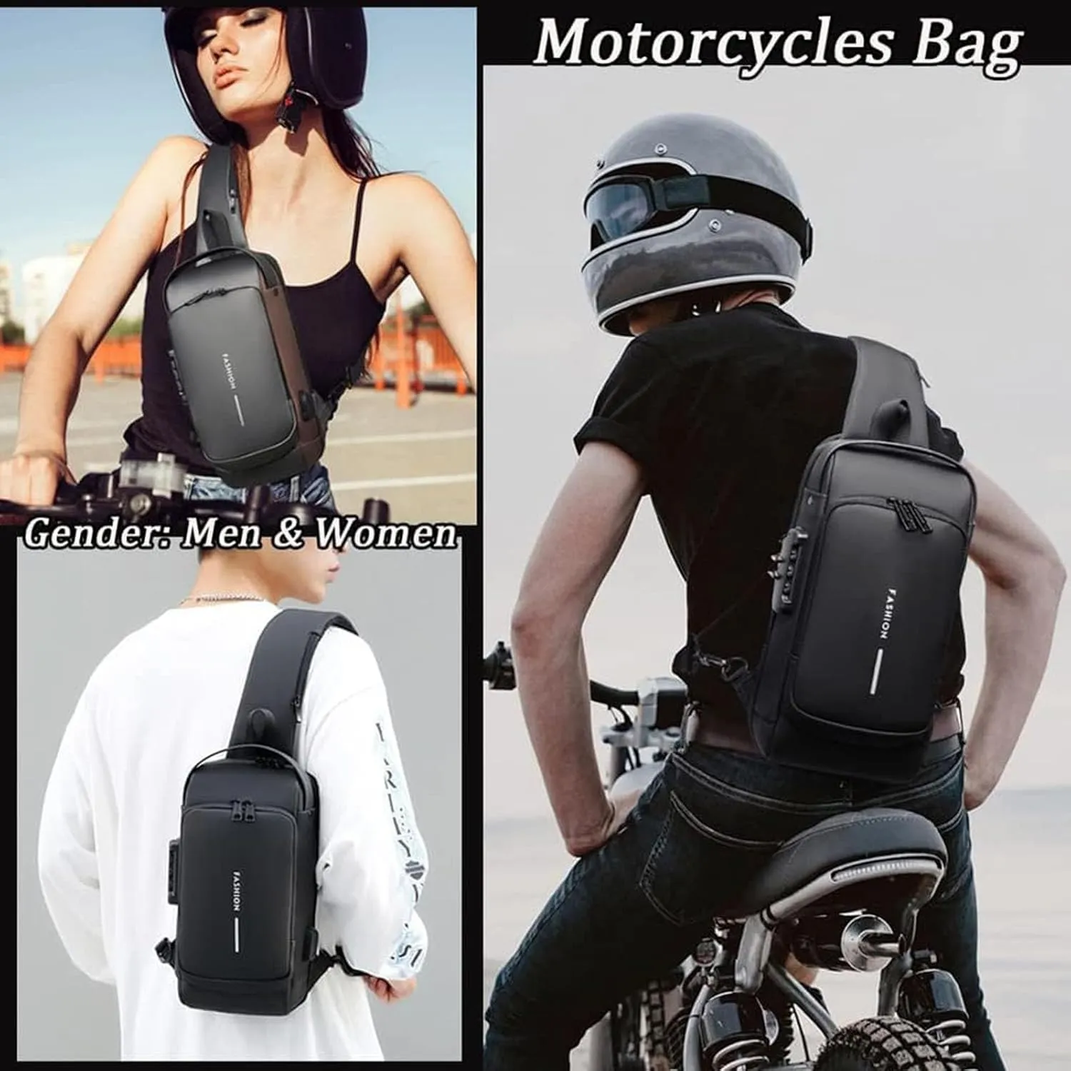 New Carbon Fiber Streamline Anti-theft Sling Bag-USB Charging & Lock, Waterproof Cross Body Anti Theft Sport Shoulder Purse (Grey)