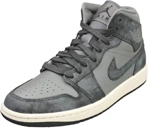 NIKE Air Jordan 1 Mid SE Women's Shoes (FJ3448-001, Smoke Grey/Sail/Off Noir) Size 5.5