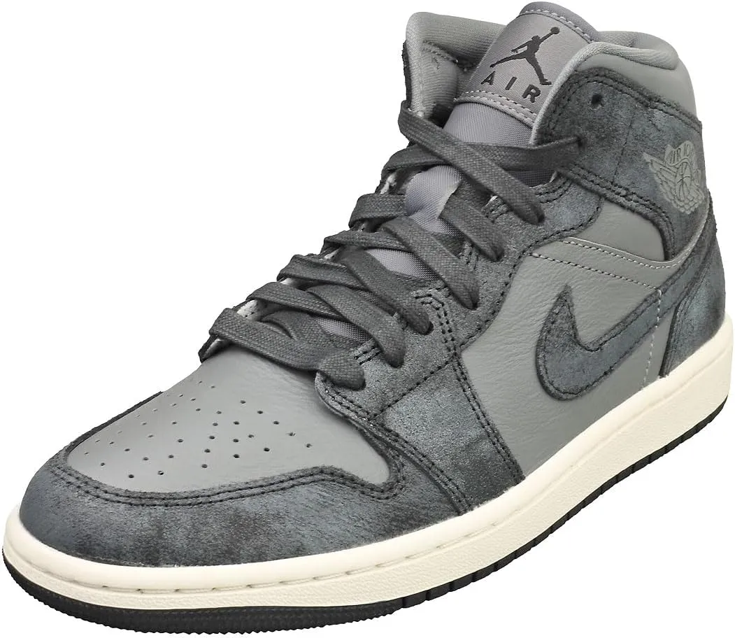 NIKE Air Jordan 1 Mid SE Women's Shoes (FJ3448-001, Smoke Grey/Sail/Off Noir) Size 5.5