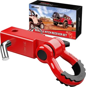 Nilight Shackle Hitch Receiver 2Inch 45000 LBs Breaking Strength 3/4" D Ring Shackle w/Trailer Hitch Pin Heavy Duty Solid Recovery Towing Kit for Trucks Jeeps Off-Road