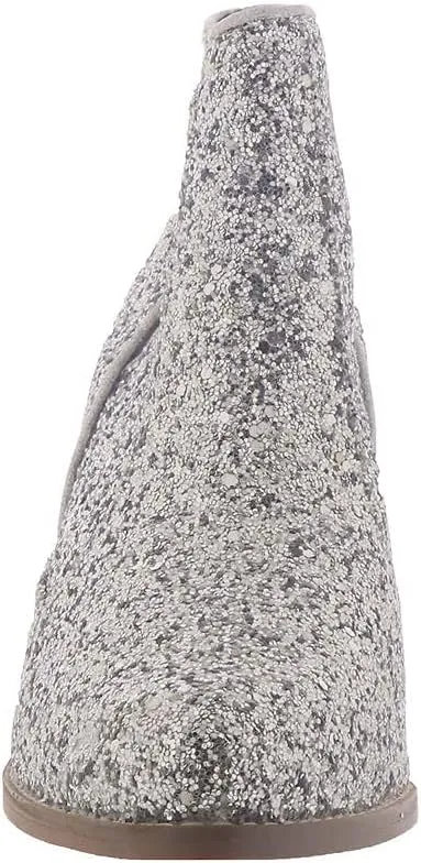 Not Rated Fiera High Heel V-Cut Boot, Sparkly Ankle Boots for Women with Almond Toe, Dress Shoe with 2-3/4" Stacked Block Heel