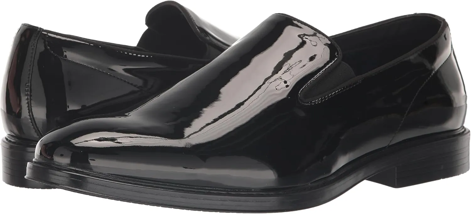 Nunn Bush Men's Centro Flex Plain Toe Slip on Formal Black Patent Loafer
