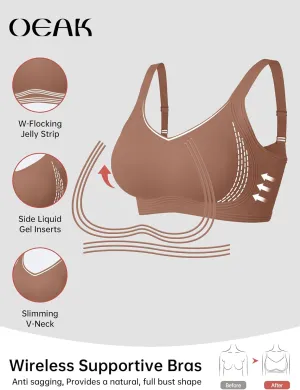OEAK Womens Seamless Push Up Bras No Underwire Full Coverage Comfortable Bra V Neck Bralettes Wireless Everyday Bra