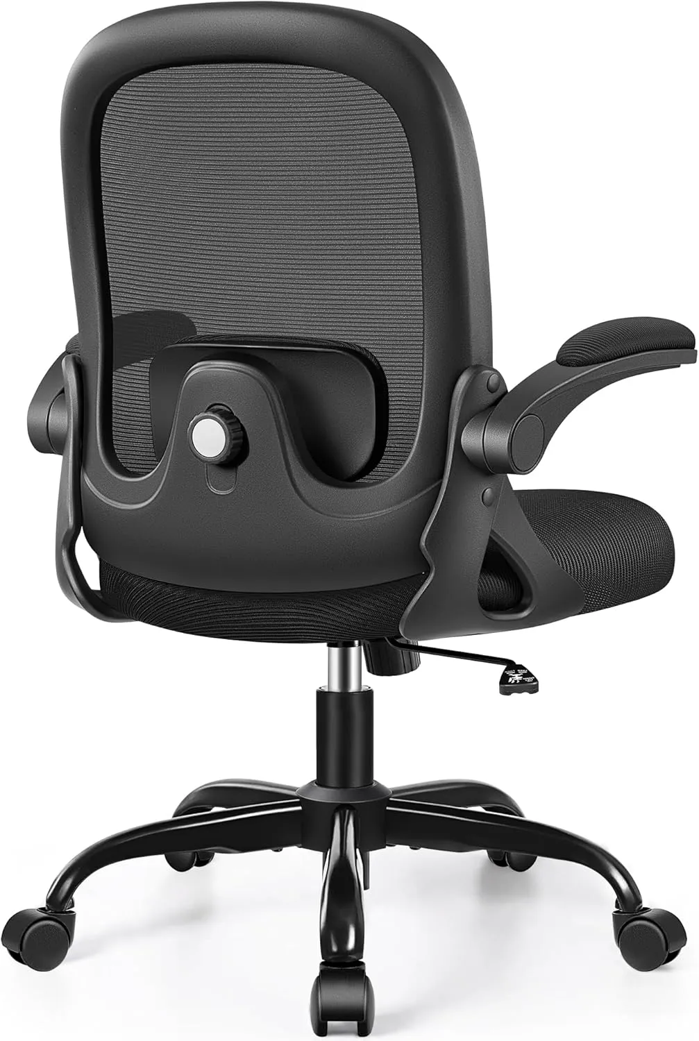 Office Chair Ergonomic Desk Chair with Adjustable 3D Lumbar Support and Height, Comfy Mesh Computer Chair with Flip-up Armrests, Swivel Rolling Task Chair with Wheels for Home Office (Black)