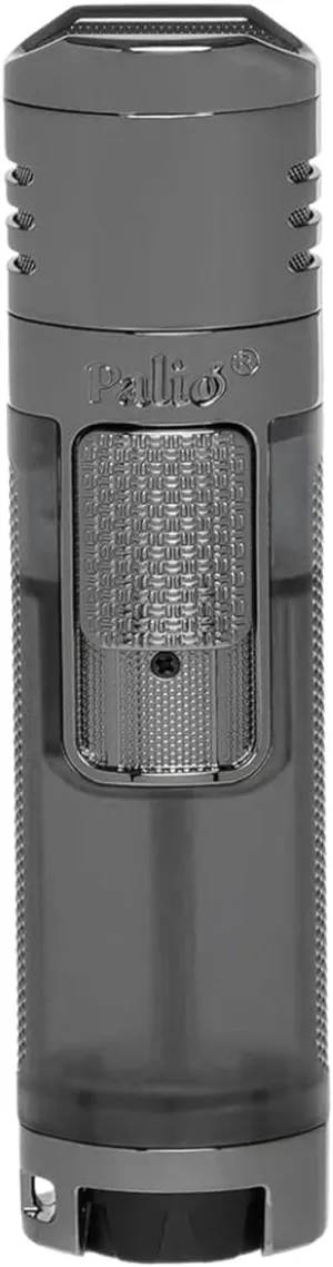 Palió Veneto Quadruple Jet Flame Butane Torch Lighter, Clear | High Capacity Tank, Adjustable Flame, Ergonomic Design with Integrated Lanyard Loop, Flip-Top Lid Doubles as Rest