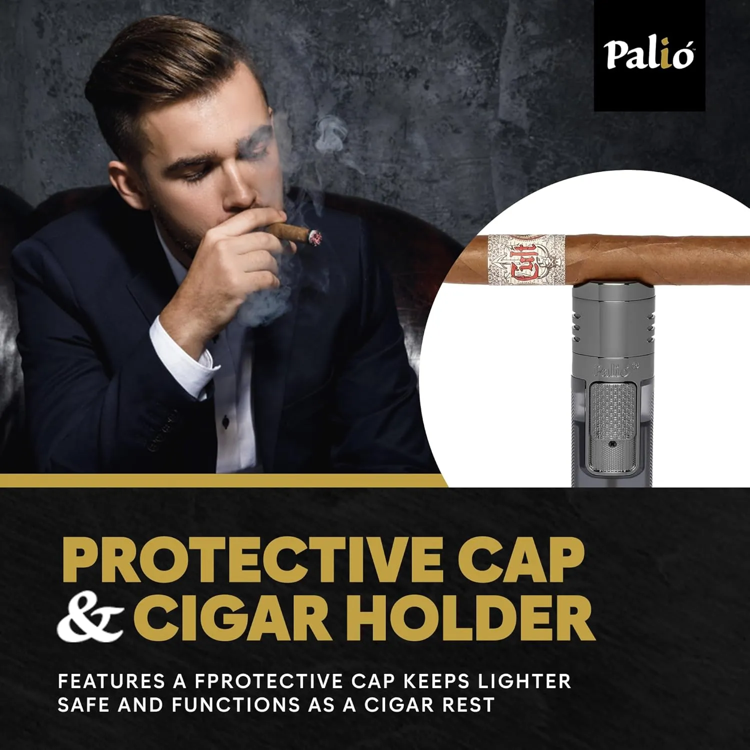 Palió Veneto Quadruple Jet Flame Butane Torch Lighter, Clear | High Capacity Tank, Adjustable Flame, Ergonomic Design with Integrated Lanyard Loop, Flip-Top Lid Doubles as Rest