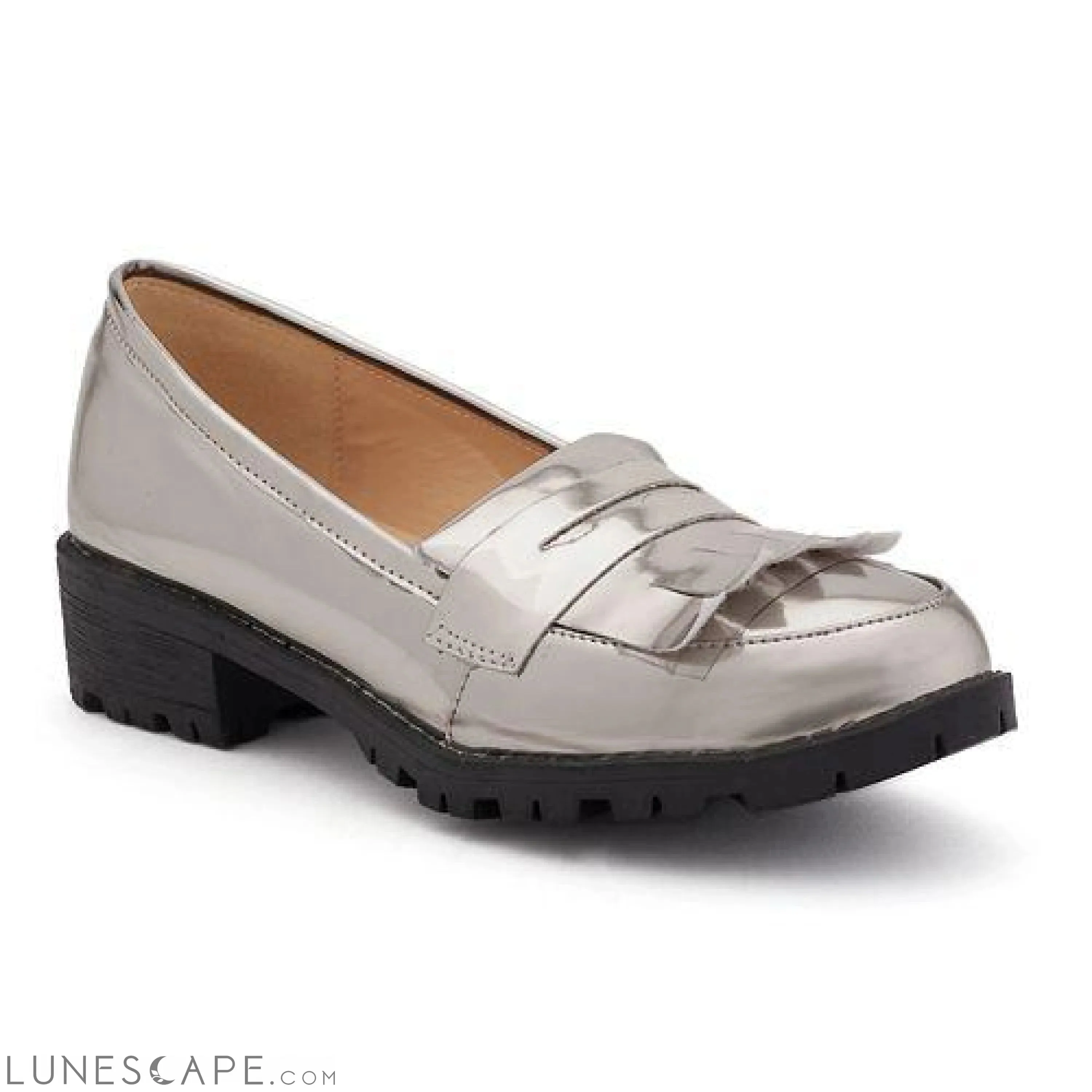 Patent Loafer with Rubber Lug Sole Women
