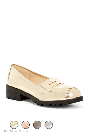Patent Loafer with Rubber Lug Sole Women