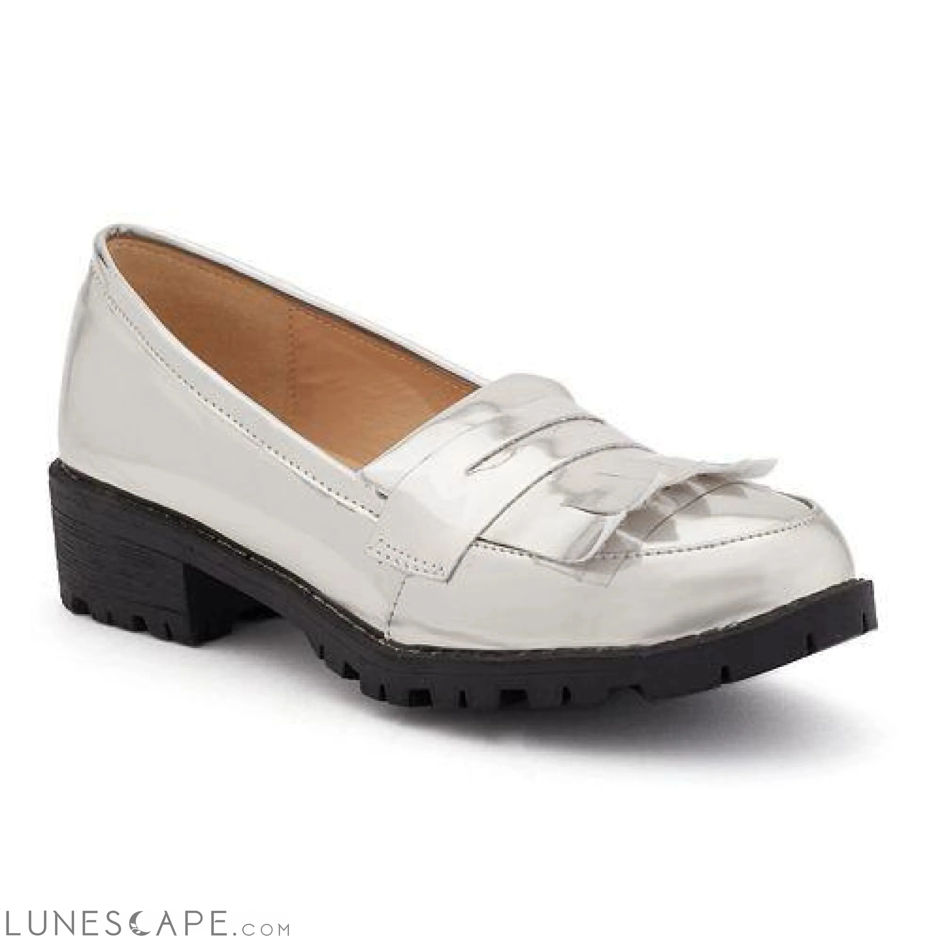 Patent Loafer with Rubber Lug Sole Women