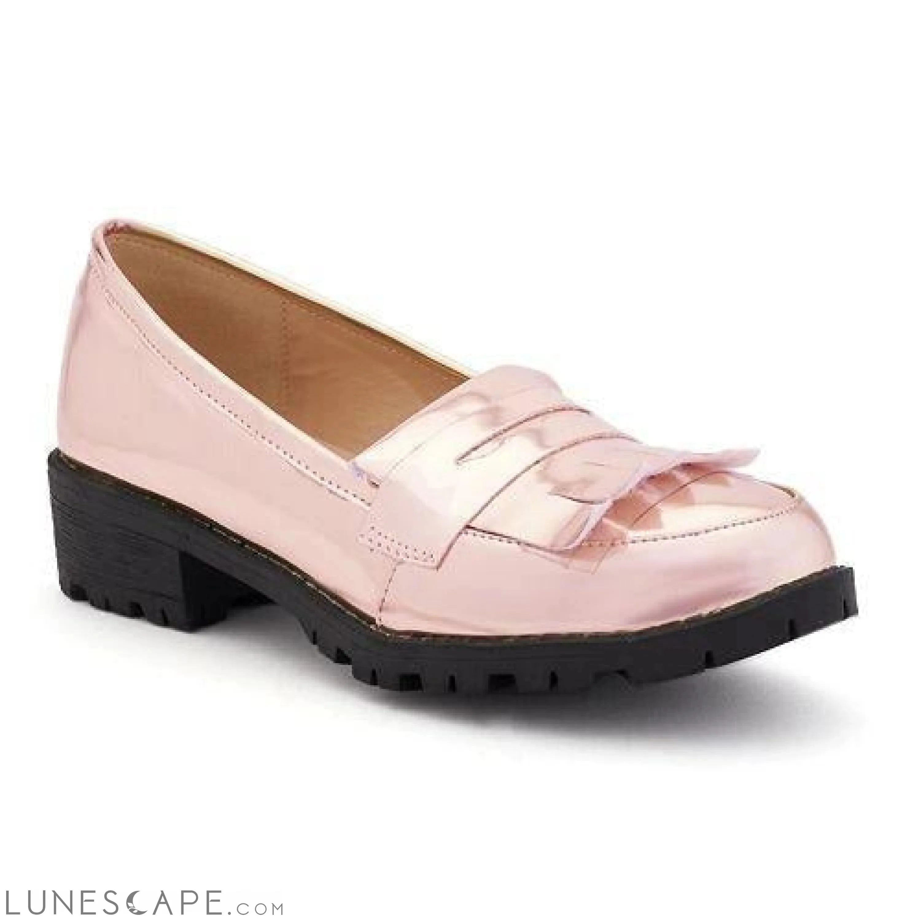 Patent Loafer with Rubber Lug Sole Women