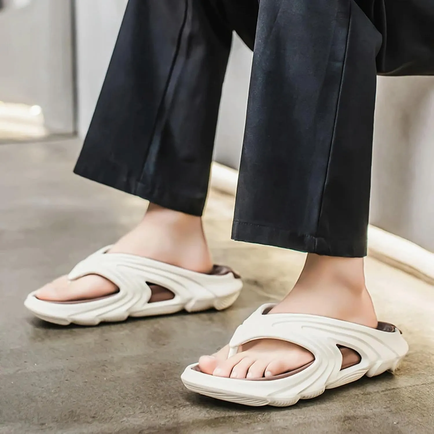 Platform Flip Flops Soft Sole Eva Slippers Outdoor Casual Beach Shoes Home Non-Slip Bathroom Slides