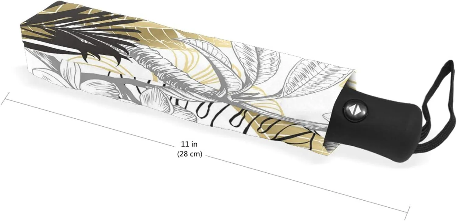 Poeticcity Automatic Folding Umbrella, Auto Open/Close 3 Folds Parasol, Compact Windproof Strong Umbrellas for Travel Sun & Rain