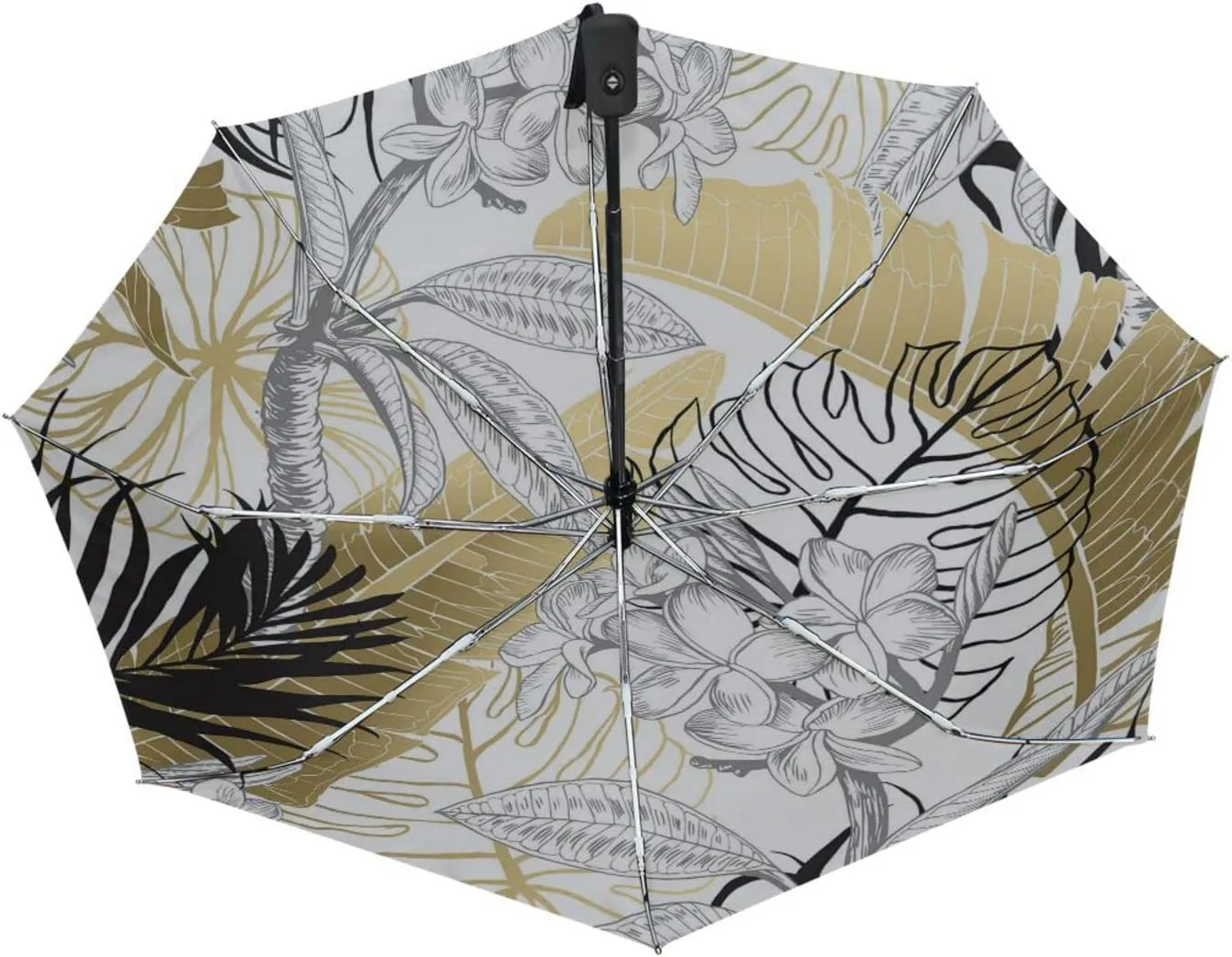 Poeticcity Automatic Folding Umbrella, Auto Open/Close 3 Folds Parasol, Compact Windproof Strong Umbrellas for Travel Sun & Rain
