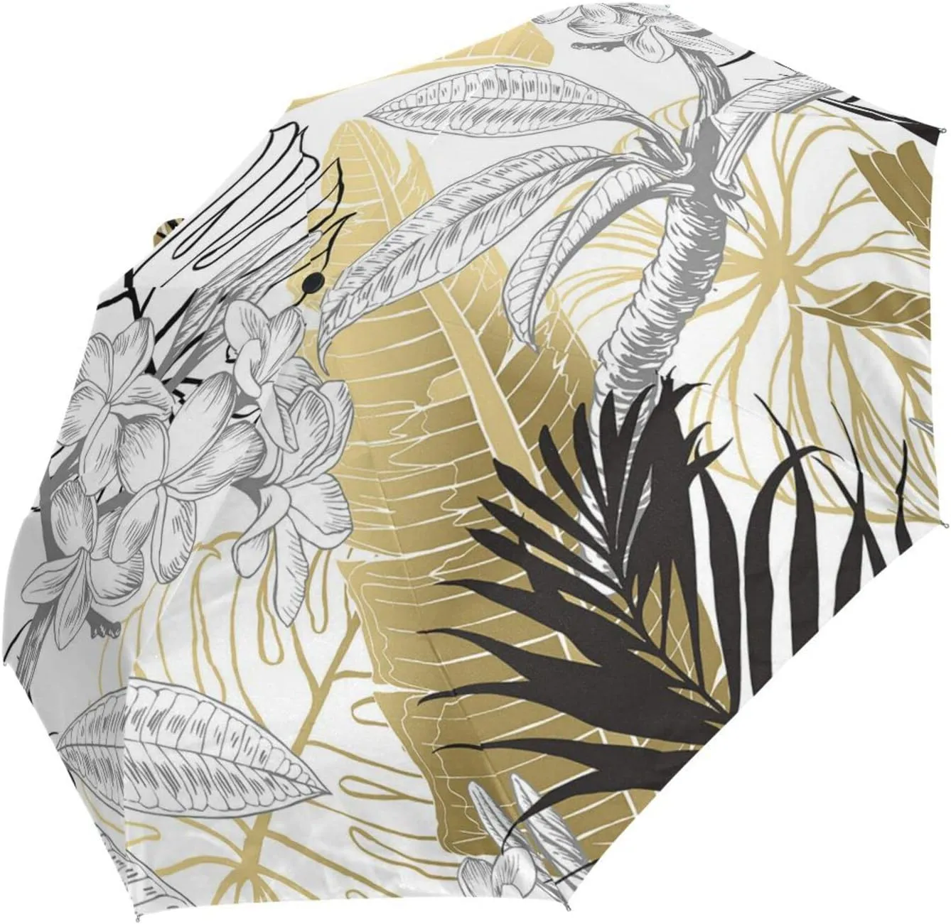 Poeticcity Automatic Folding Umbrella, Auto Open/Close 3 Folds Parasol, Compact Windproof Strong Umbrellas for Travel Sun & Rain
