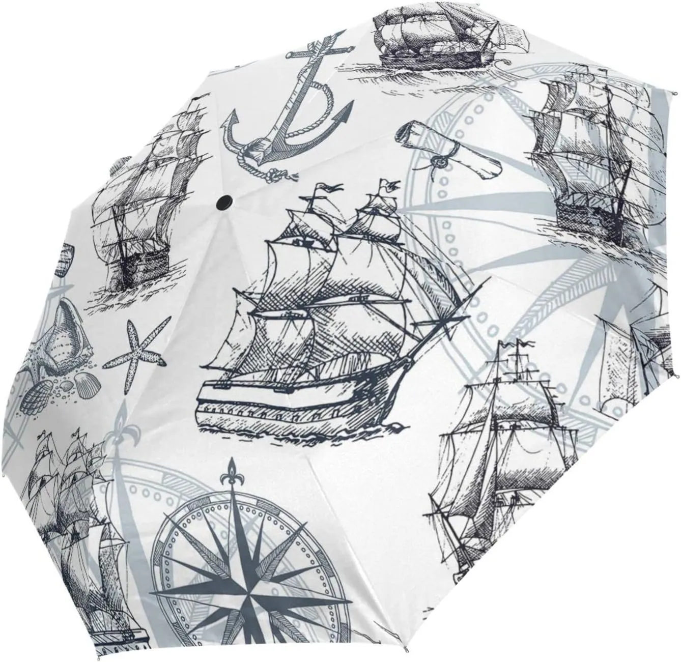 Poeticcity Automatic Folding Umbrella, Auto Open/Close 3 Folds Parasol, Compact Windproof Strong Umbrellas for Travel Sun & Rain