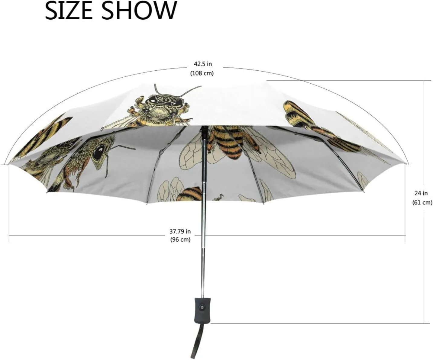 Poeticcity Automatic Folding Umbrella, Auto Open/Close 3 Folds Parasol, Compact Windproof Strong Umbrellas for Travel Sun & Rain