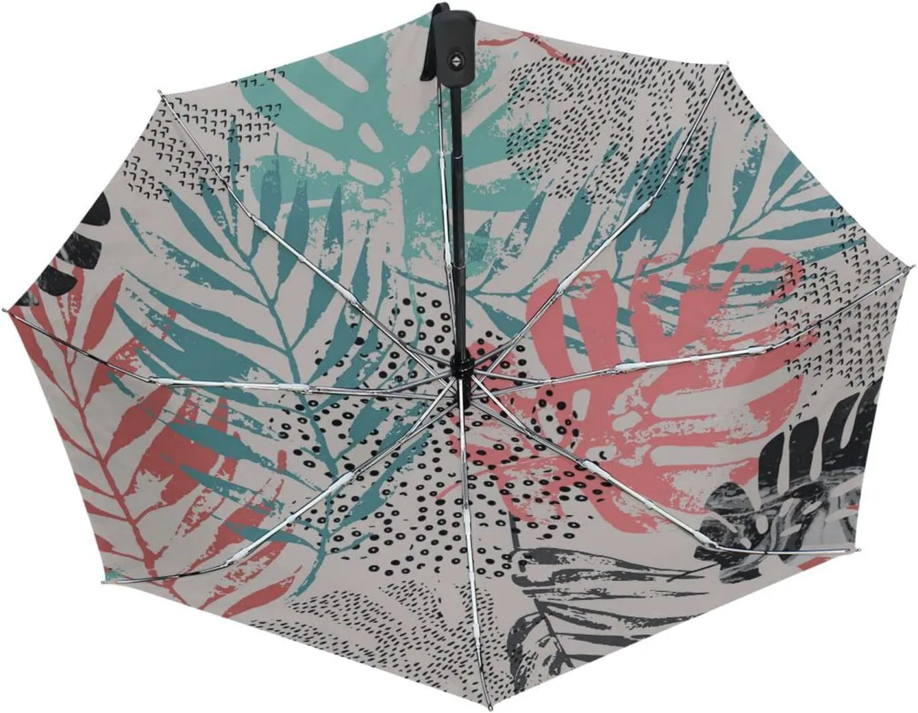 Poeticcity Automatic Folding Umbrella, Auto Open/Close 3 Folds Parasol, Compact Windproof Strong Umbrellas for Travel Sun & Rain