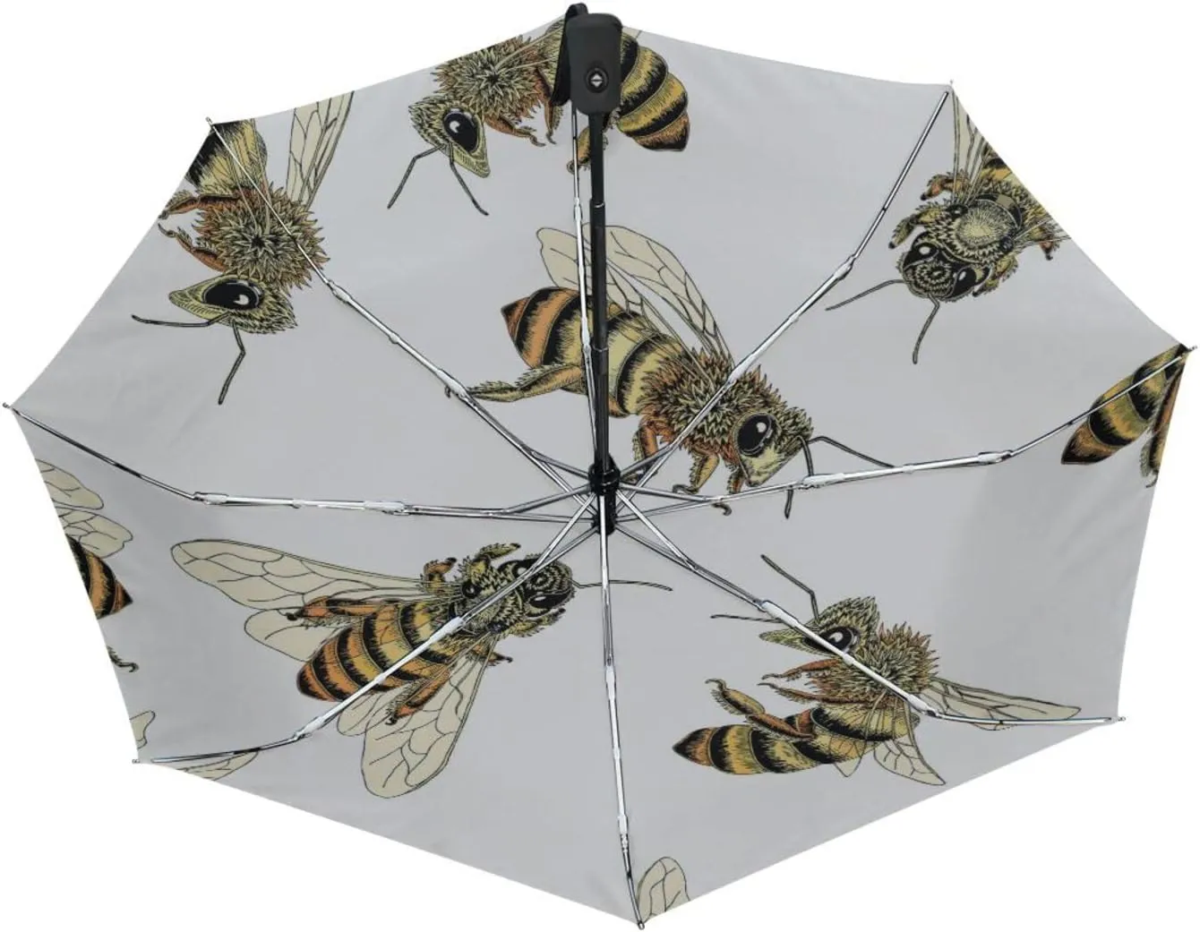 Poeticcity Automatic Folding Umbrella, Auto Open/Close 3 Folds Parasol, Compact Windproof Strong Umbrellas for Travel Sun & Rain