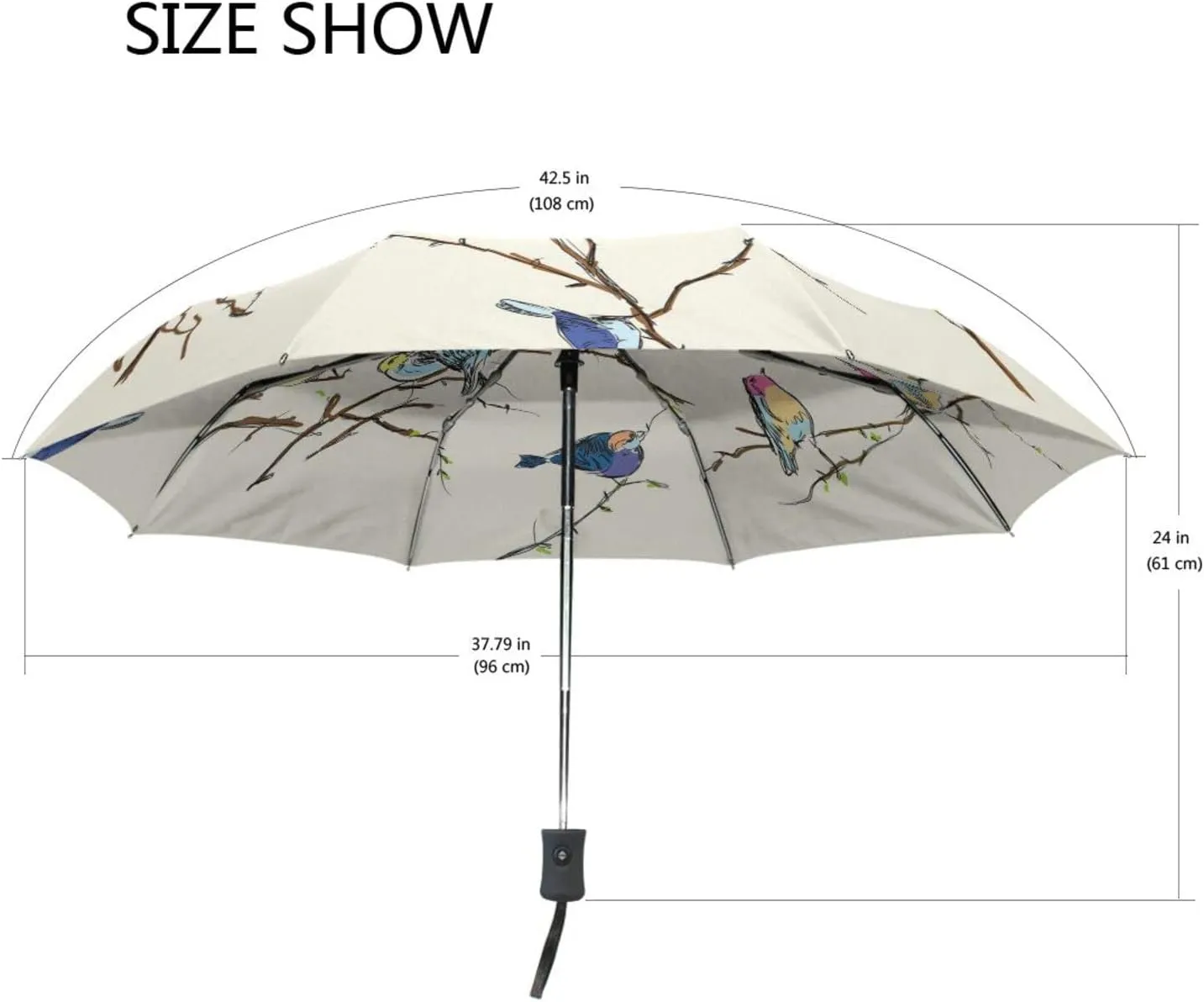 Poeticcity Automatic Folding Umbrella, Auto Open/Close 3 Folds Parasol, Compact Windproof Strong Umbrellas for Travel Sun & Rain
