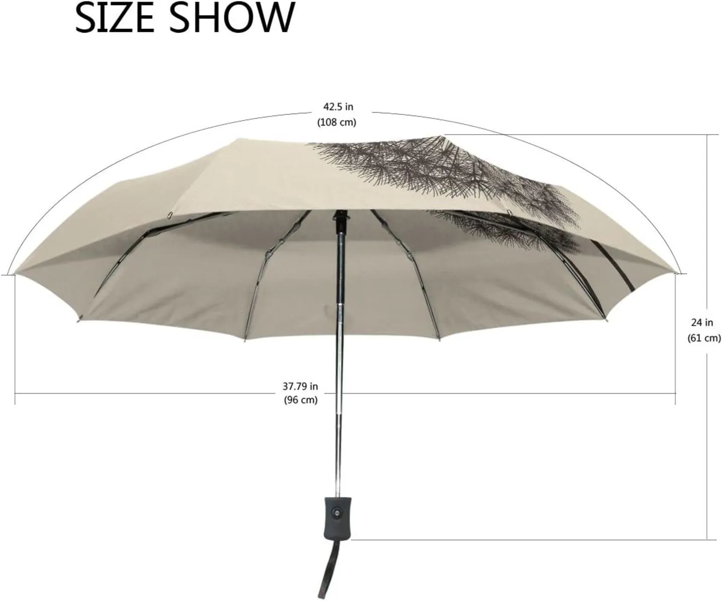 Poeticcity Automatic Folding Umbrella, Auto Open/Close 3 Folds Parasol, Compact Windproof Strong Umbrellas for Travel Sun & Rain