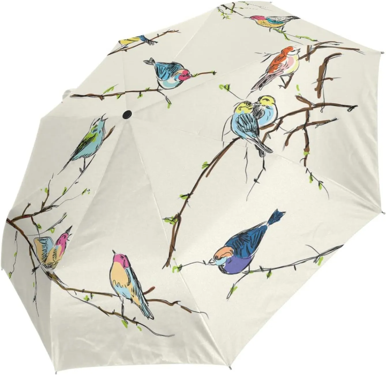 Poeticcity Automatic Folding Umbrella, Auto Open/Close 3 Folds Parasol, Compact Windproof Strong Umbrellas for Travel Sun & Rain
