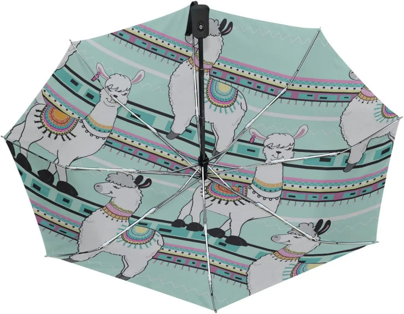 Poeticcity Automatic Folding Umbrella, Auto Open/Close 3 Folds Parasol, Compact Windproof Strong Umbrellas for Travel Sun & Rain