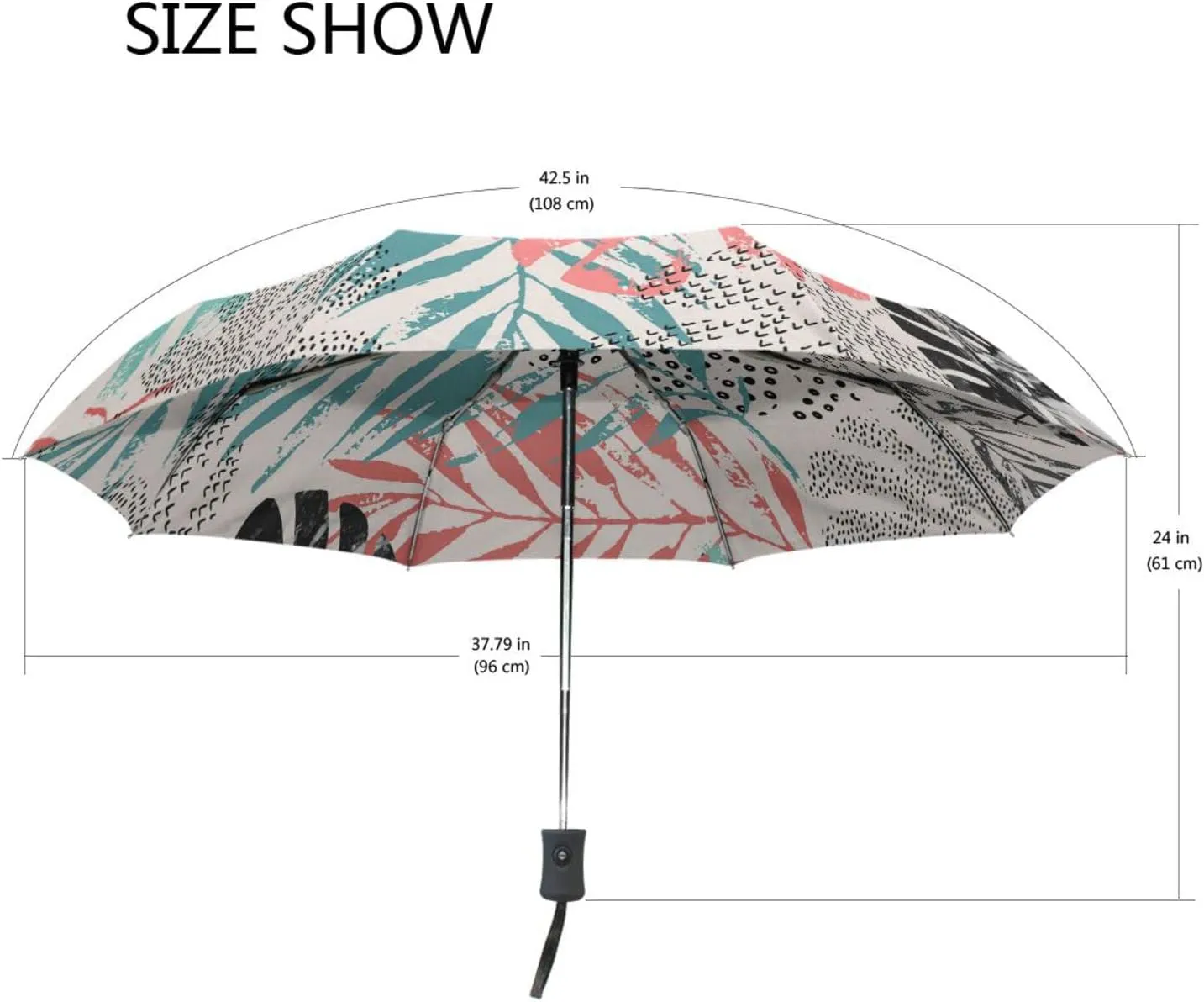 Poeticcity Automatic Folding Umbrella, Auto Open/Close 3 Folds Parasol, Compact Windproof Strong Umbrellas for Travel Sun & Rain