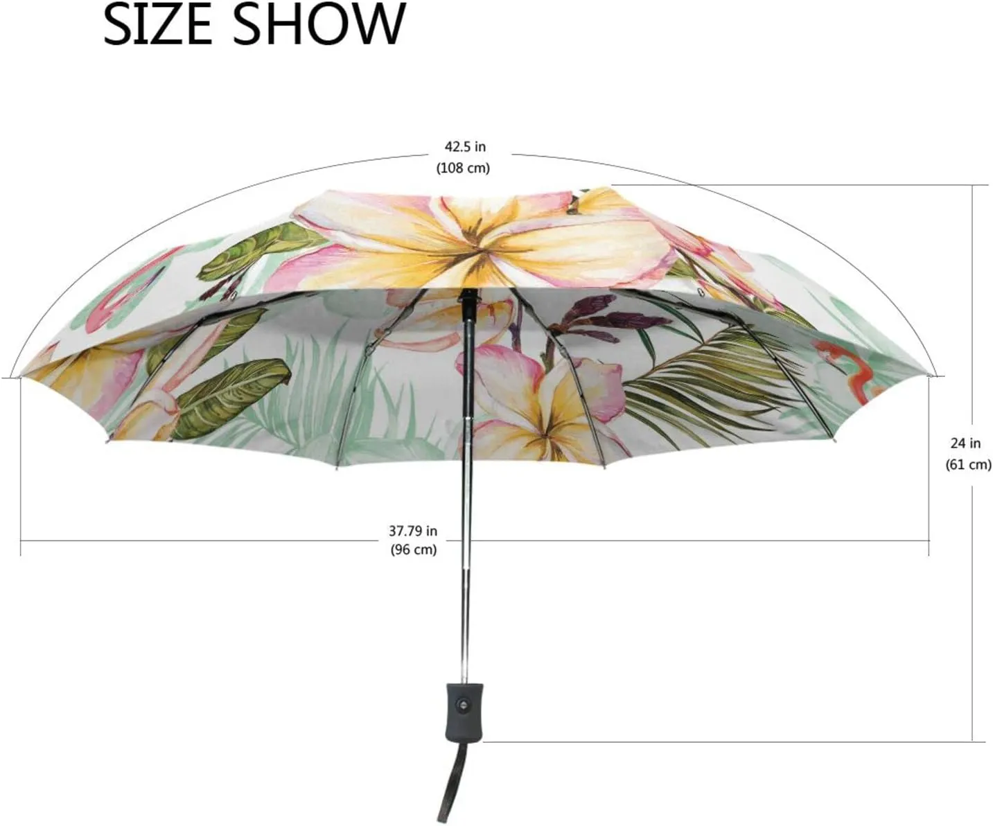 Poeticcity Automatic Folding Umbrella, Auto Open/Close 3 Folds Parasol, Compact Windproof Strong Umbrellas for Travel Sun & Rain