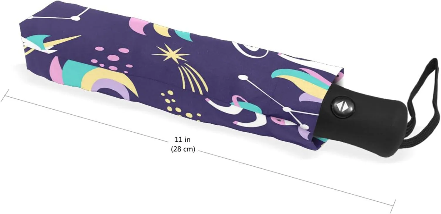 Poeticcity Automatic Folding Umbrella, Auto Open/Close 3 Folds Parasol, Compact Windproof Strong Umbrellas for Travel Sun & Rain