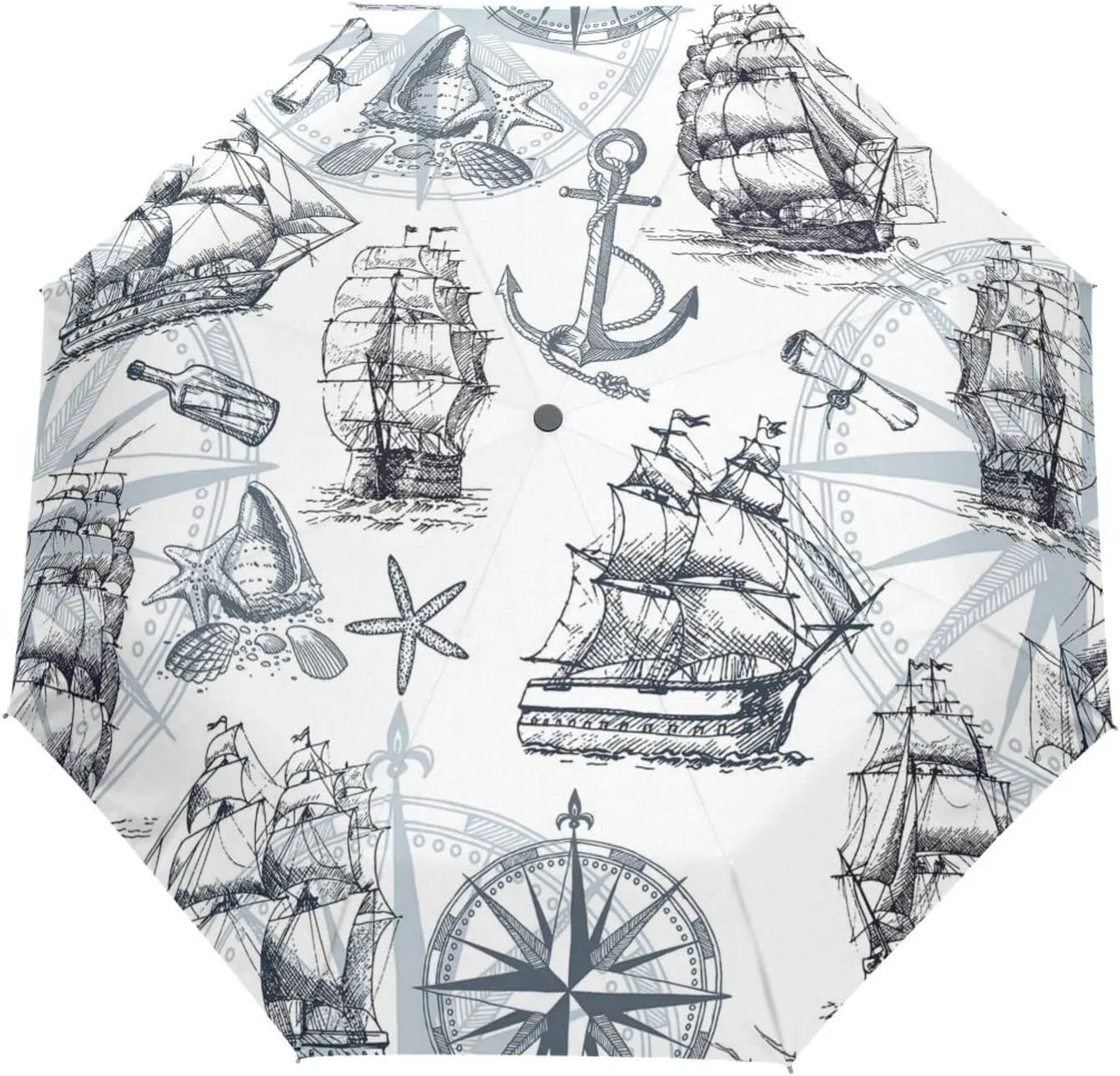 Poeticcity Automatic Folding Umbrella, Auto Open/Close 3 Folds Parasol, Compact Windproof Strong Umbrellas for Travel Sun & Rain
