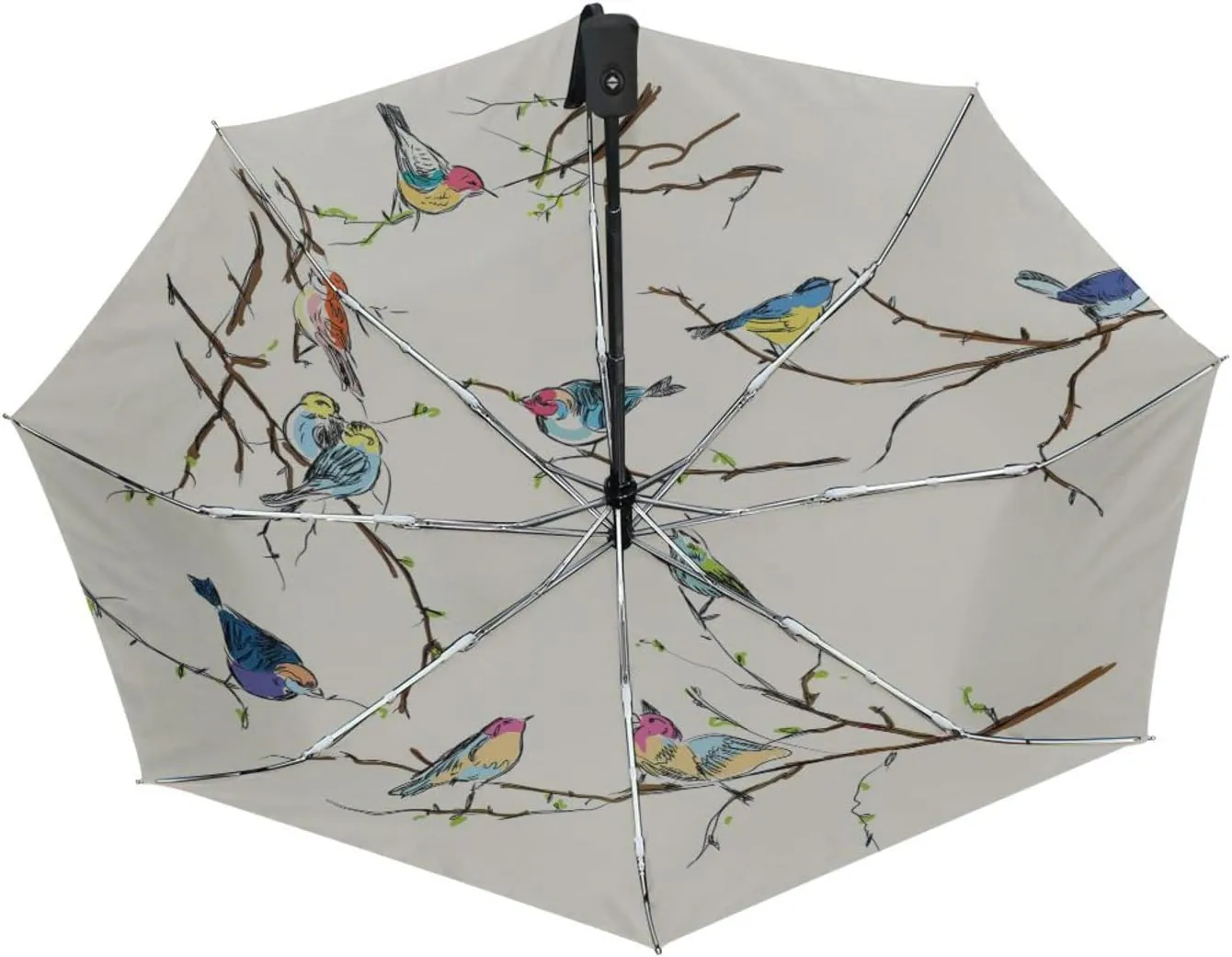 Poeticcity Automatic Folding Umbrella, Auto Open/Close 3 Folds Parasol, Compact Windproof Strong Umbrellas for Travel Sun & Rain