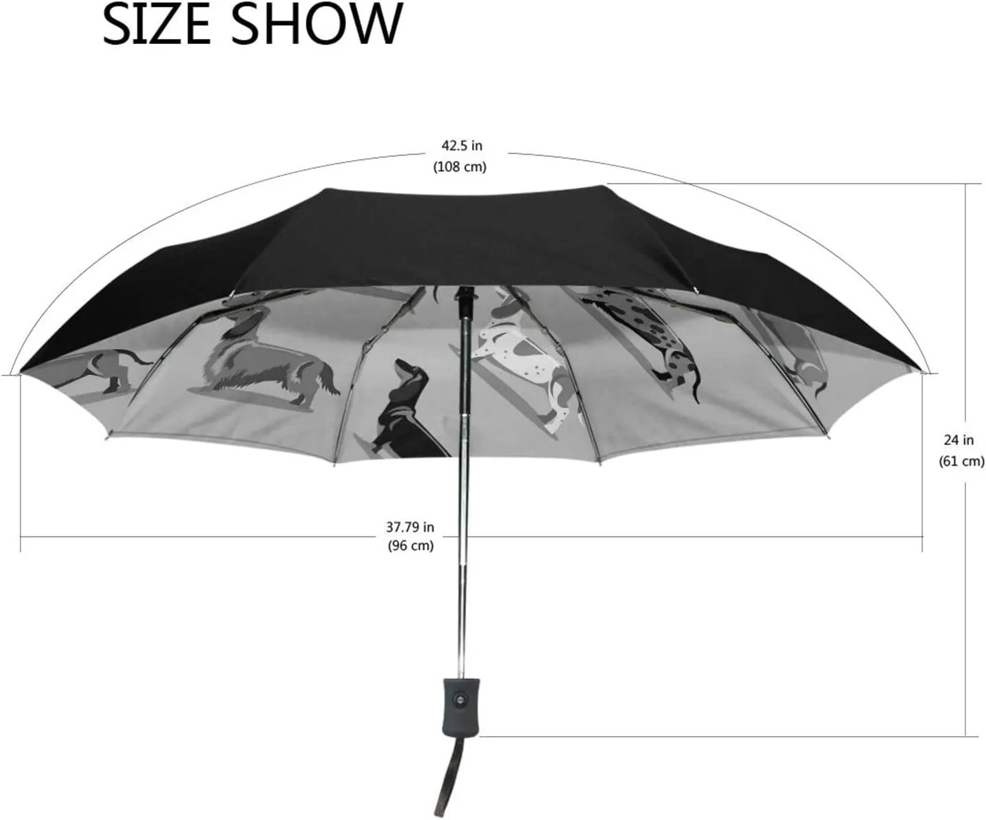 Poeticcity Automatic Folding UPF 50  Anti-UV Rain Umbrella, Auto Open/Close 3 Folds Sun Parasol Canopy Windproof Compact Travel Umbrella