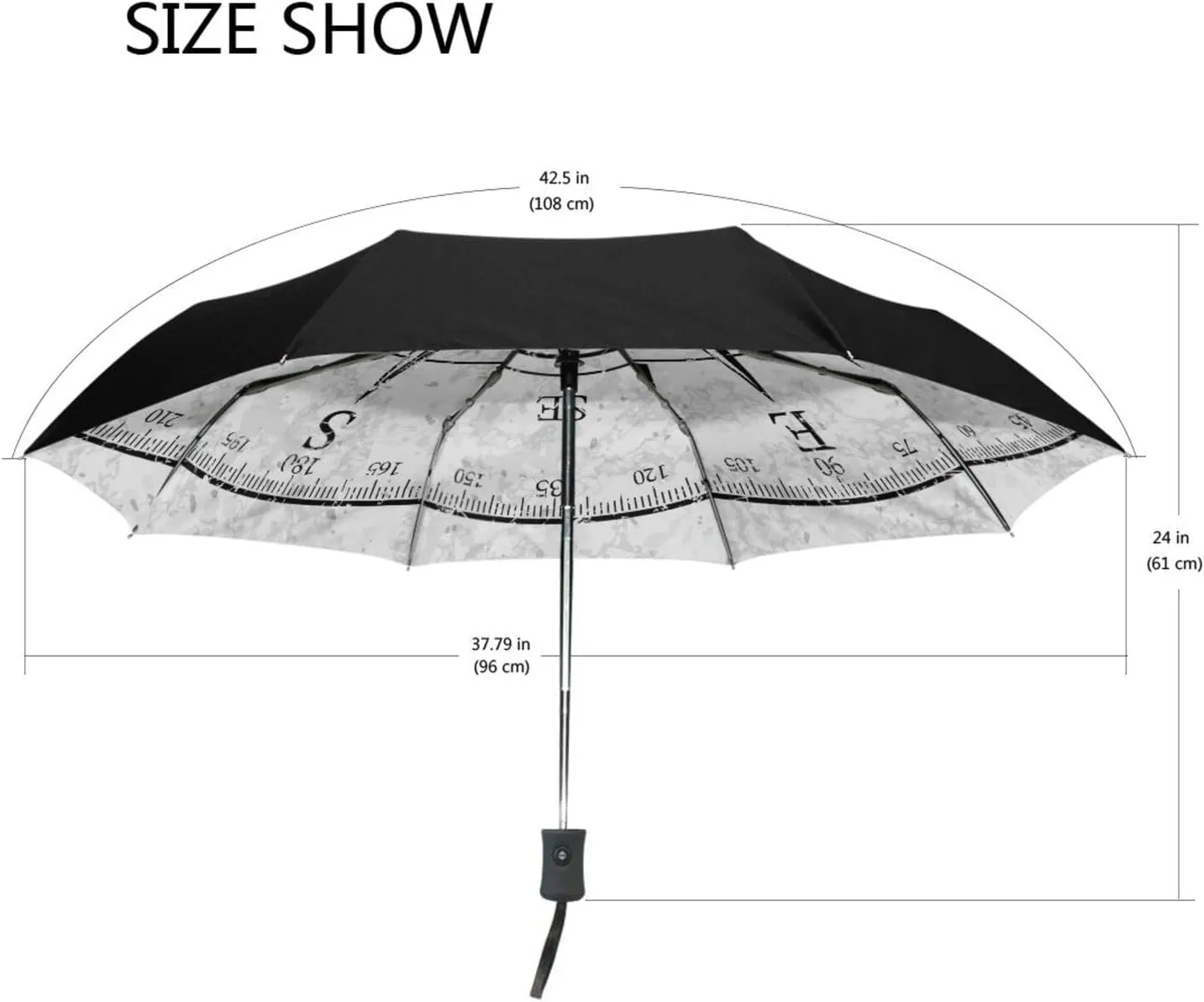 Poeticcity Automatic Folding UPF 50  Anti-UV Rain Umbrella, Auto Open/Close 3 Folds Sun Parasol Canopy Windproof Compact Travel Umbrella