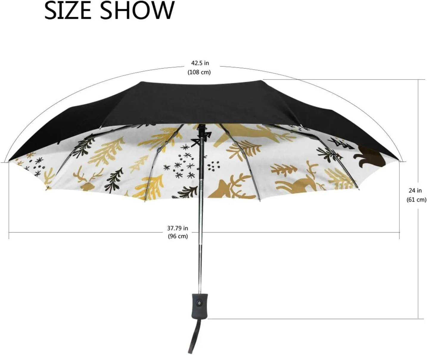 Poeticcity Automatic Folding UPF 50  Anti-UV Rain Umbrella, Auto Open/Close 3 Folds Sun Parasol Canopy Windproof Compact Travel Umbrella