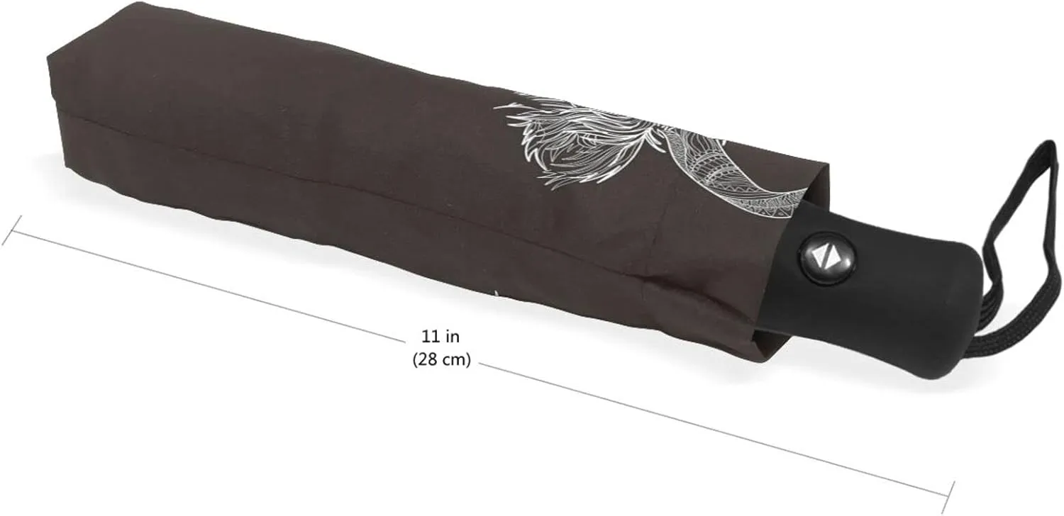 Poeticcity Automatic Folding UPF 50  Anti-UV Rain Umbrella, Auto Open/Close 3 Folds Sun Parasol Canopy Windproof Compact Travel Umbrella