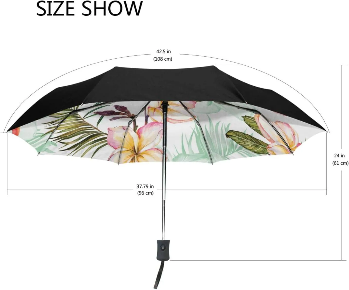 Poeticcity Automatic Folding UPF 50  Anti-UV Rain Umbrella, Auto Open/Close 3 Folds Sun Parasol Canopy Windproof Compact Travel Umbrella
