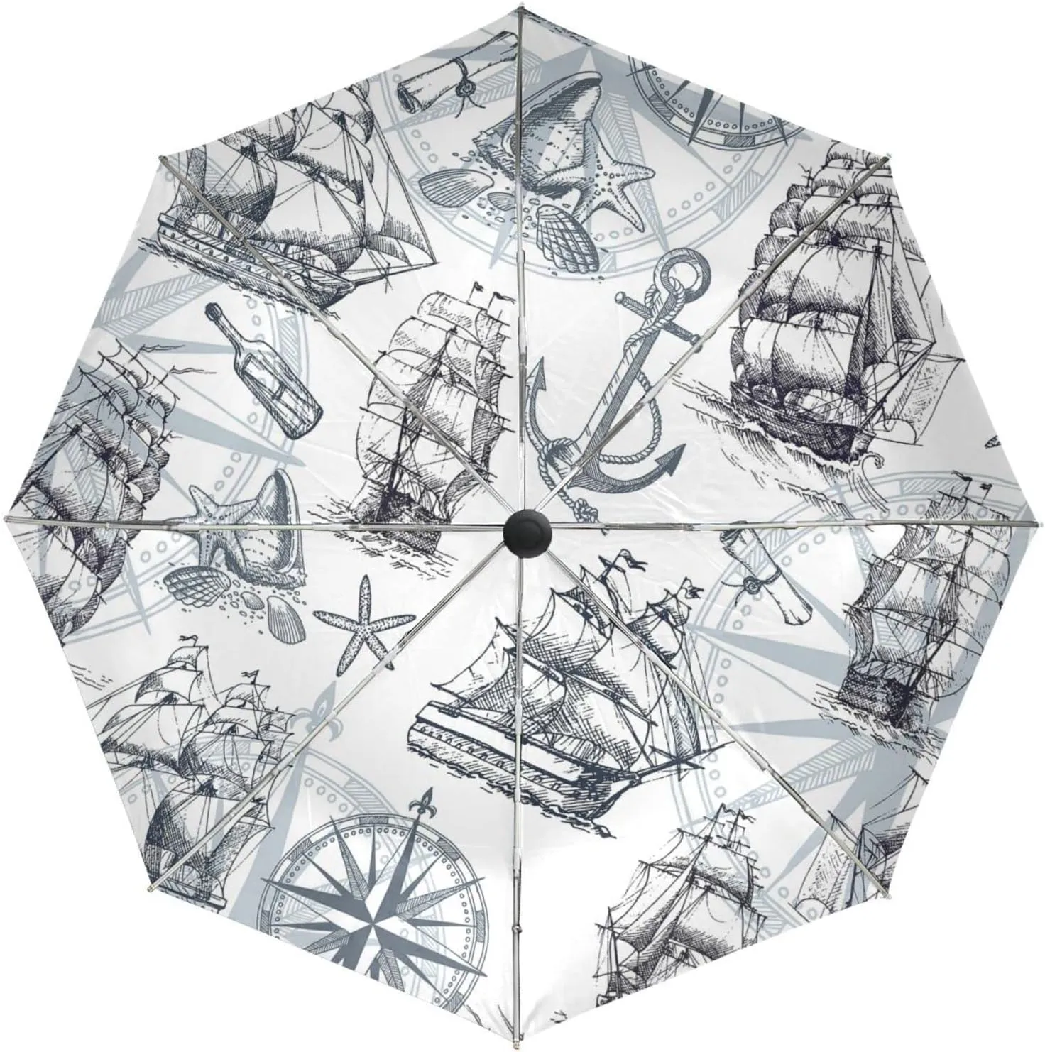 Poeticcity Automatic Folding UPF 50  Anti-UV Rain Umbrella, Auto Open/Close 3 Folds Sun Parasol Canopy Windproof Compact Travel Umbrella