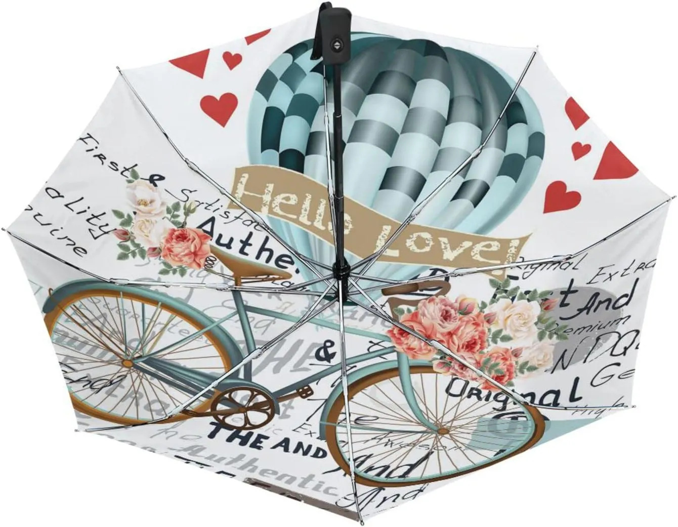 Poeticcity Automatic Folding UPF 50  Anti-UV Rain Umbrella, Auto Open/Close 3 Folds Sun Parasol Canopy Windproof Compact Travel Umbrella