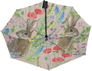 Poeticcity Automatic Folding UPF 50  Anti-UV Rain Umbrella, Auto Open/Close 3 Folds Sun Parasol Canopy Windproof Compact Travel Umbrella