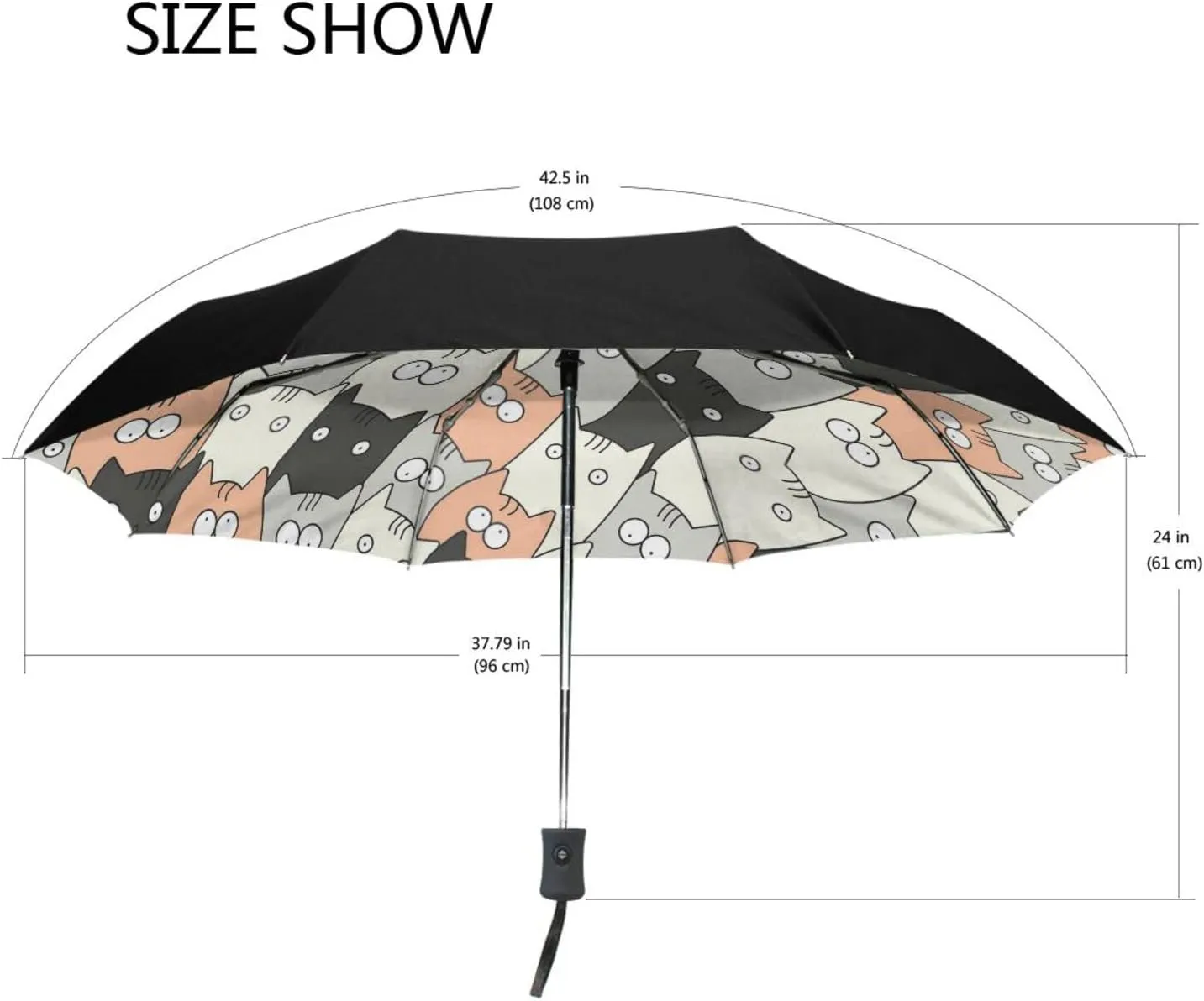 Poeticcity Automatic Folding UPF 50  Anti-UV Rain Umbrella, Auto Open/Close 3 Folds Sun Parasol Canopy Windproof Compact Travel Umbrella