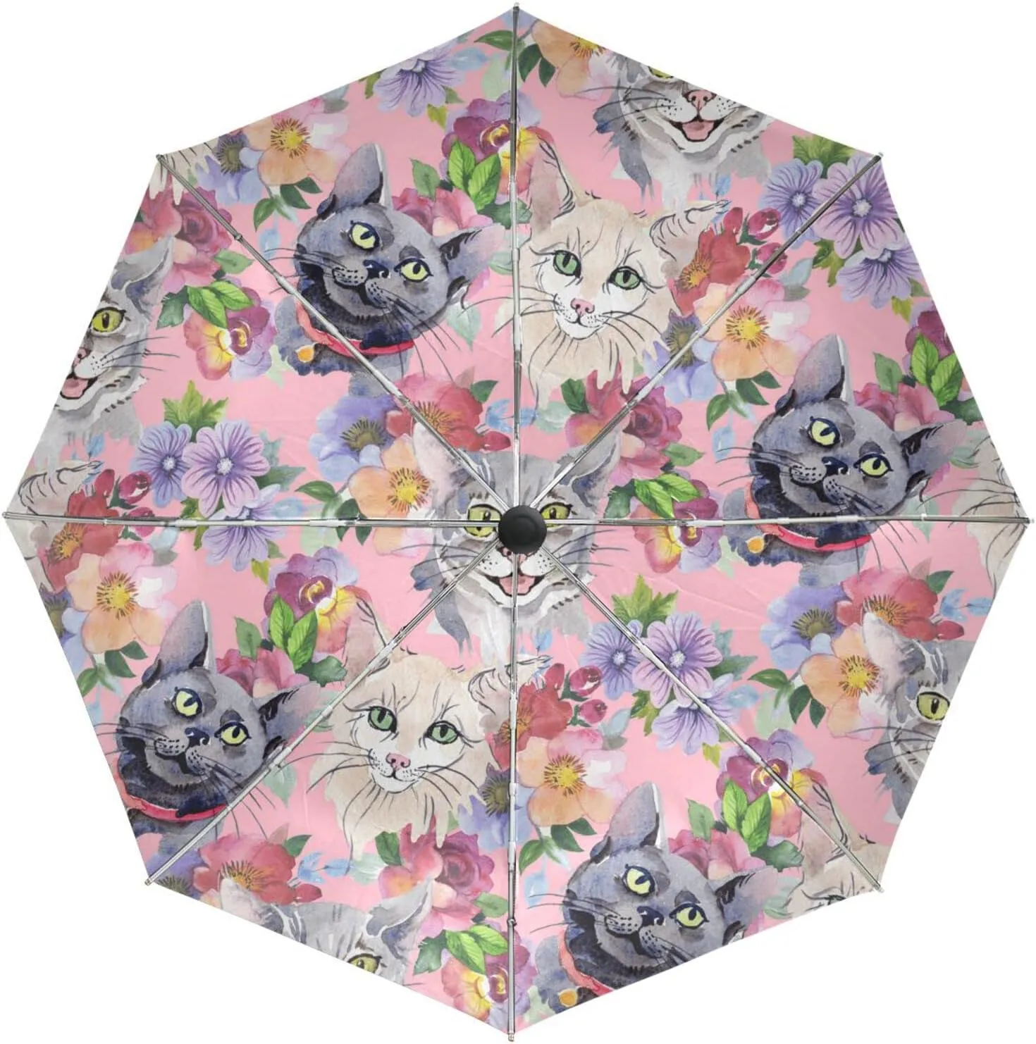 Poeticcity Automatic Folding UPF 50  Anti-UV Rain Umbrella, Auto Open/Close 3 Folds Sun Parasol Canopy Windproof Compact Travel Umbrella